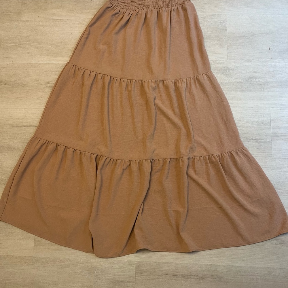 Derek Heart Brown Tiered Maxi Skirt Casual A-Line